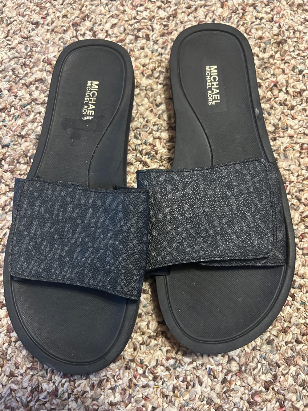 Michael Kors Black Monogram Slide Sandals